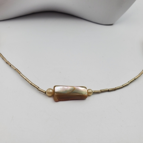 Mother of pearl sterling spacer necklace‎ N2307 - Picture 2 of 4